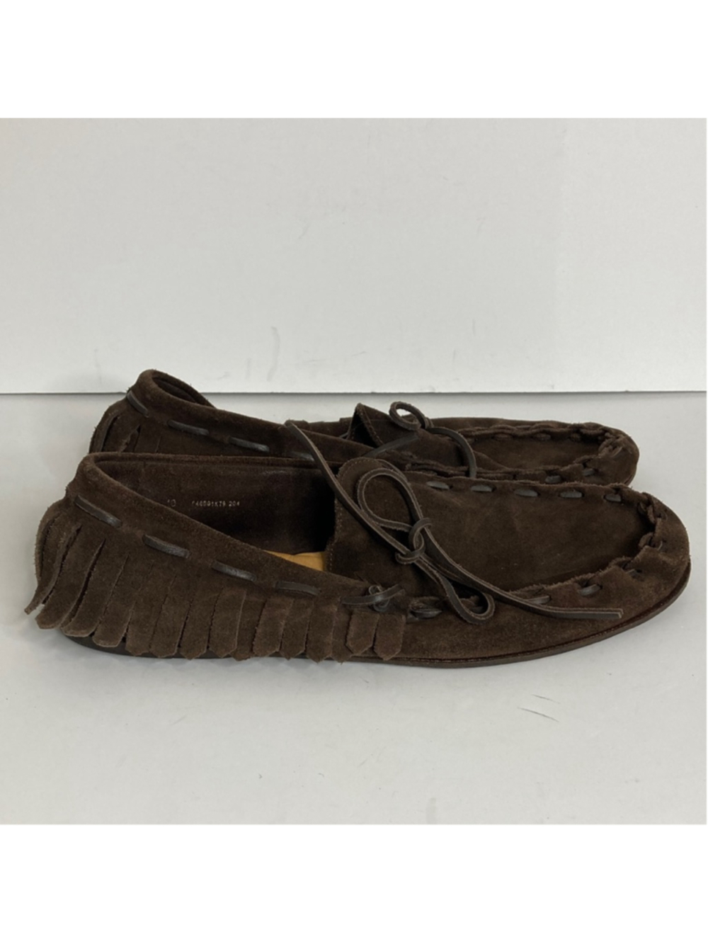 John Varvatos Mocassins Mens 10 Dark Brown Suede Fringe Slip On Made in Italy